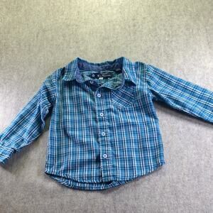 Ben Sherman Kids Teal Blue Checkered Button Down Shirt Size 2T